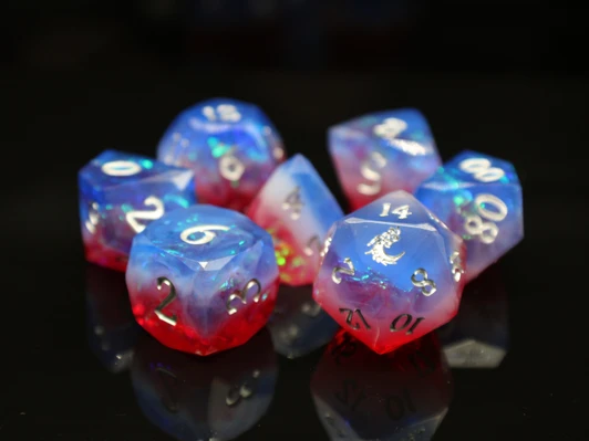 Old School Dice: Sharp Edged 7-Piece Dice Set - Diamond Cut - Star Spangled Banner