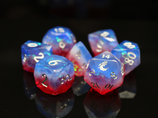 Old School Dice: Sharp Edged 7-Piece Dice Set - Diamond Cut - Star Spangled Banner