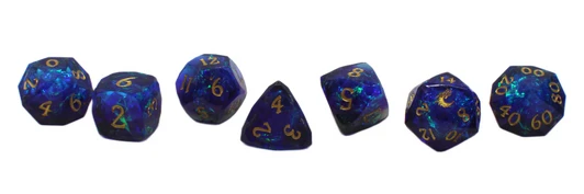 Old School Dice: Sharp Edged 7-Piece Dice Set - Diamond Cut - Darkness Comes