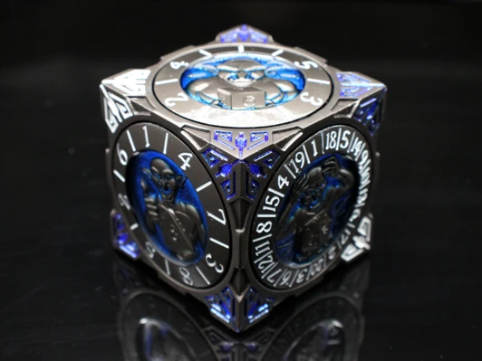 Old School Dice: 7 in 1 Dice Spinner: Dice Goblin - Matte Black w/ Blue