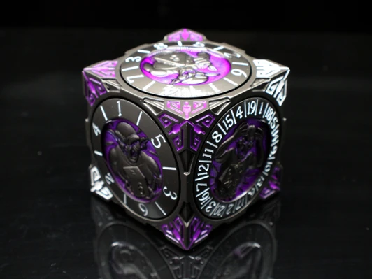 Old School Dice: 7 in 1 Dice Spinner: Dice Goblin - Matte Black w/ Purple