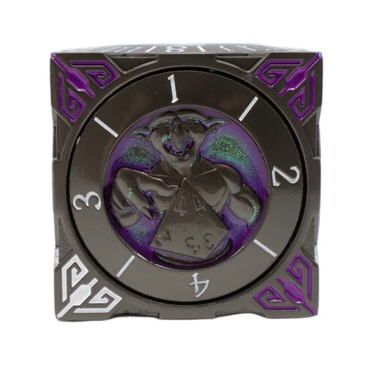 Old School Dice: 7 in 1 Dice Spinner: Dice Goblin - Matte Black w/ Purple