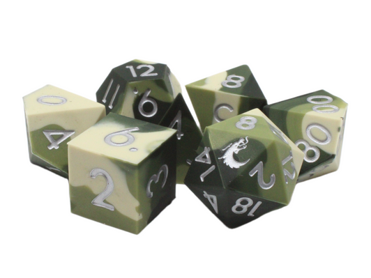 Old School Dice: Silicone 7-Piece Sets - Camoflage