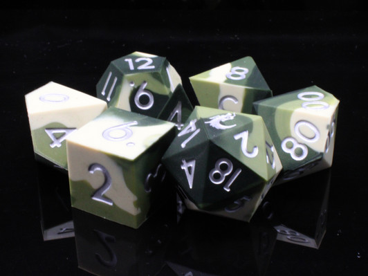 Old School Dice: Silicone 7-Piece Sets - Camoflage