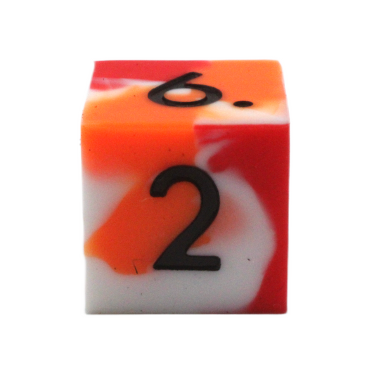 Old School Dice: Silicone 7-Piece Sets - Red, White & Orange