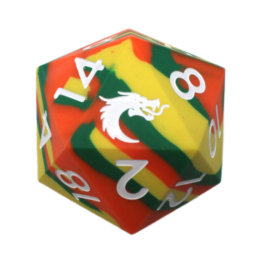 Old School Dice: Silicone 50mm D20 - Orange, Green & Yellow
