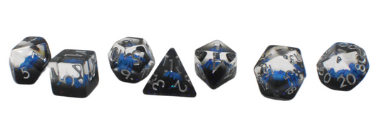 Old School 7 Piece DnD RPG Dice Set: Animal Kingdom - Spider - Blue w/ Black