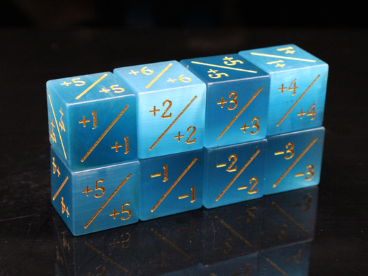 Old School Dice: +/- Counter Dice - Gemstone - Cat's Eye Teal