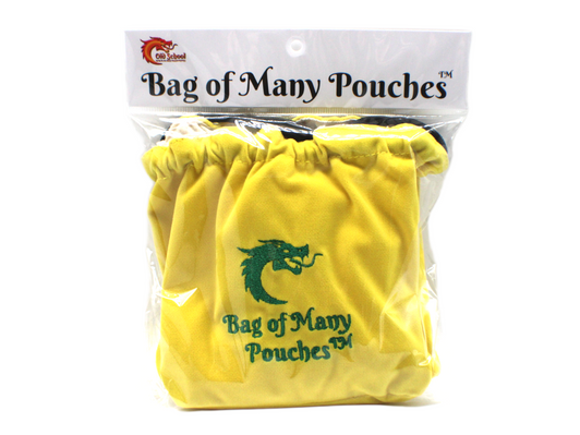 Old School Dice: Bag of Many Pouches Dice Bag - Yellow w/ Green