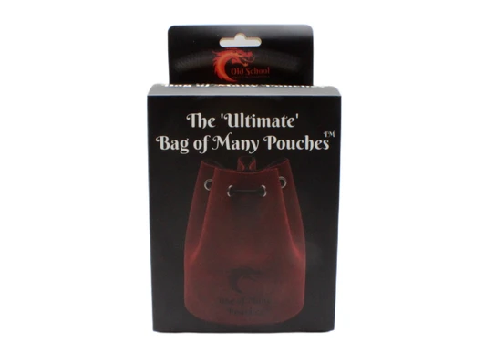 Old School Dice: Ultimate Bag of Many Pouches Dice Bag - Red Leather