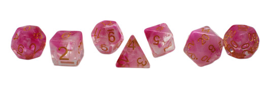 Old School 7 Piece DnD RPG Dice Set: Luminous - Love Letter