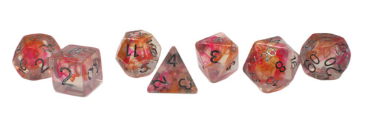 Old School 7 Piece DnD RPG Dice Set: Luminous - Tip Toe Thru The Tulips