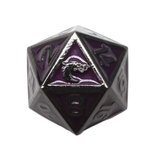 Old School DnD RPG Metal D20: Elven Forged - Purple w/ Black Nickel