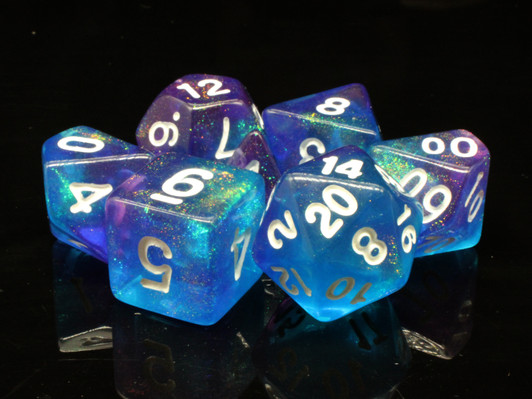 Old School 7 Piece DnD RPG Dice Set: Galaxy - Event Horizon