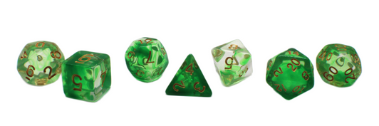 Old School 7 Piece DnD RPG Dice Set: Odyssey - Green Swirl