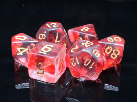 Old School 7 Piece DnD RPG Dice Set: Odyssey - Red Swirl