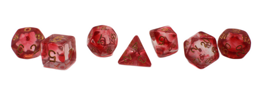 Old School 7 Piece DnD RPG Dice Set: Odyssey - Red Swirl