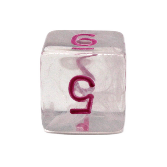Old School 7 Piece DnD RPG Dice Set: Odyssey - White Swirl w/ Pink