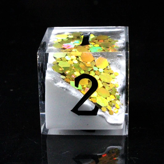 Old School Dice: Sharp Edged 7-Piece Dice Set - Geode - Gold w/ White