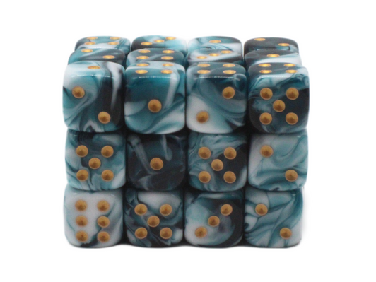 Old School 36ct 12mm D6 Dice Set: Vorpal - Dark Blue & White w/ Gold
