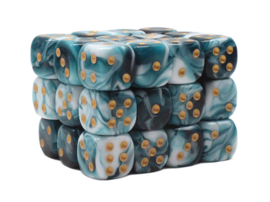 Old School 36ct 12mm D6 Dice Set: Vorpal - Dark Blue & White w/ Gold