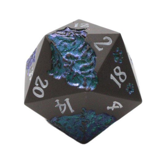 Old School DnD RPG Metal D20: Nine Lives - Matte Black w/ Green