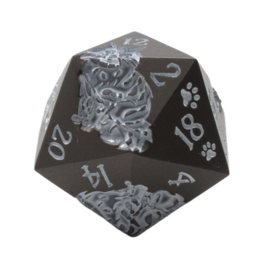 Old School DnD RPG Metal D20: Nine Lives - Matte Black w/ White
