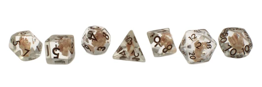 Old School 7 Piece DnD RPG Dice Set: Infused - Severed hand