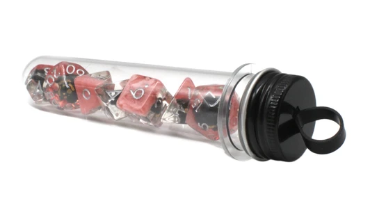 Old School 7 Piece DnD RPG Dice Set: Infused - Tree Monster - Black w/ Red