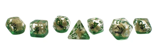 Old School 7 Piece DnD RPG Dice Set: Infused - Tree Monster - Brown w/ Green