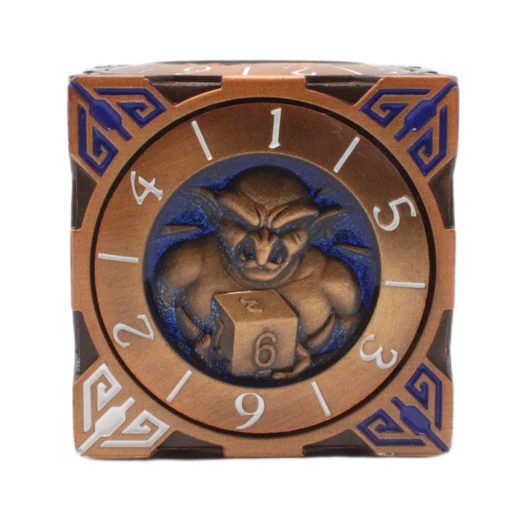 Old School Dice: 7 in 1 Dice Spinner: Dice Goblin - Ancient Gold w/ Blue