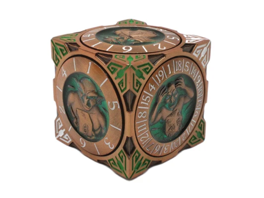 Old School Dice: 7 in 1 Dice Spinner: Dice Goblin - Ancient Gold w/ Green