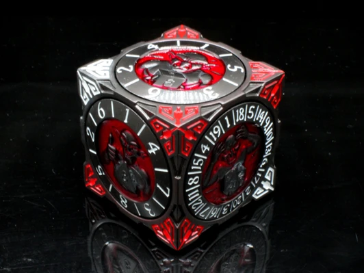Old School Dice: 7 in 1 Dice Spinner: Dice Goblin - Matte Black w/ Red