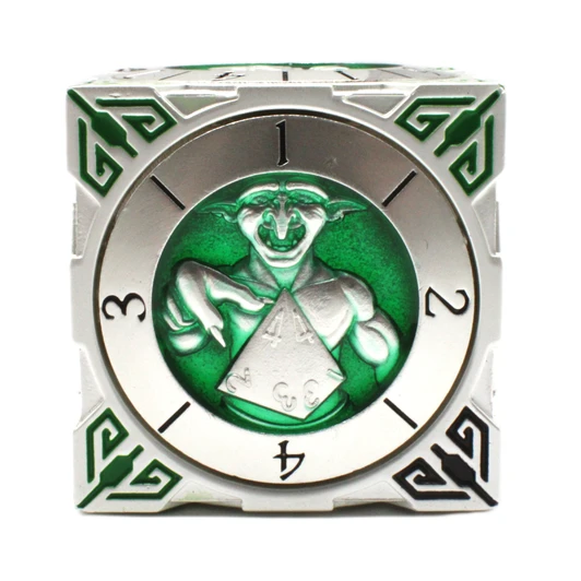 Old School Dice: 7 in 1 Dice Spinner: Dice Goblin - Silver w/ Green