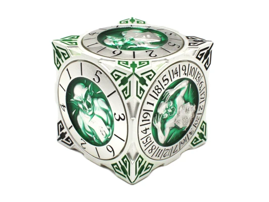 Old School Dice: 7 in 1 Dice Spinner: Dice Goblin - Silver w/ Green
