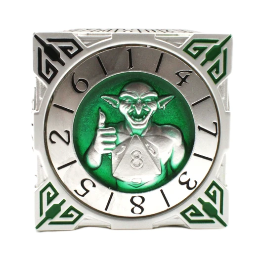 Old School Dice: 7 in 1 Dice Spinner: Dice Goblin - Silver w/ Green