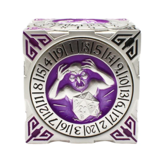 Old School Dice: 7 in 1 Dice Spinner: Dice Goblin - Silver w/ Purple