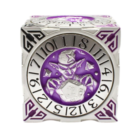 Old School Dice: 7 in 1 Dice Spinner: Dice Goblin - Silver w/ Purple