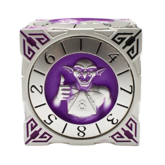 Old School Dice: 7 in 1 Dice Spinner: Dice Goblin - Silver w/ Purple