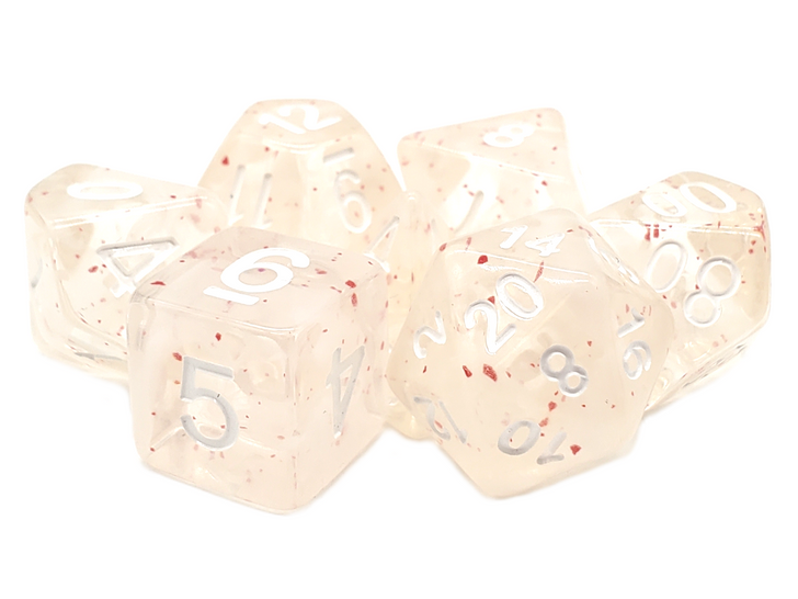 Old School 7 Piece DnD RPG Dice Set: Particles - Red Ice