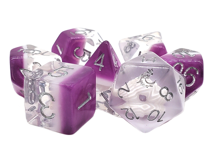 Old School 7 Piece DnD RPG Dice Set: Infused - Beach Party - Purple - New