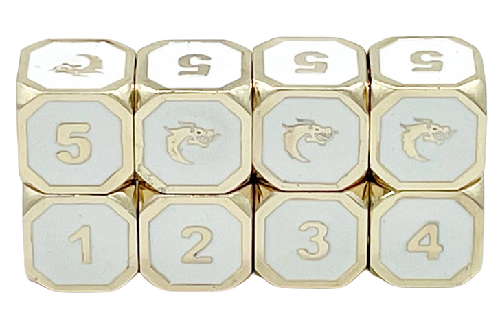 Old School DnD RPG Metal Dice D6 Set: Elven Forged - White w/ Gold