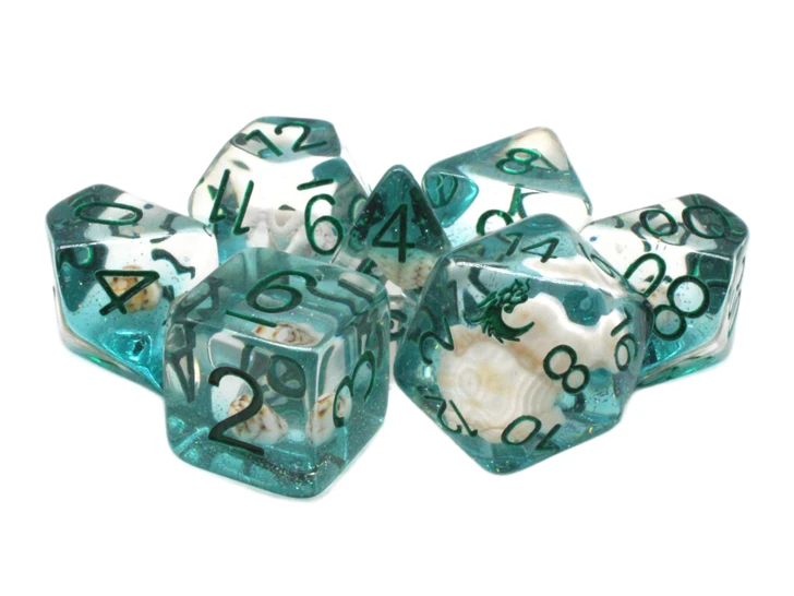 Old School Dice 7-Piece RPG Dice Set: Infused - Beach Party - Ocean Blue