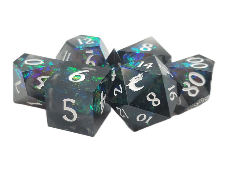 Old School Dice: Sharp Edged 7-Piece Dice Set - Blitzar
