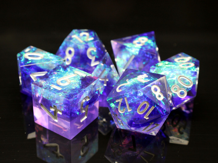 Old School Dice: Sharp Edged 7-Piece Dice Set - Sapphire Burst