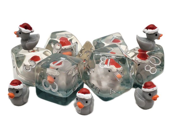 Old School 7 Piece DnD RPG Dice Set: Animal Kingdom - Holiday Duck - New