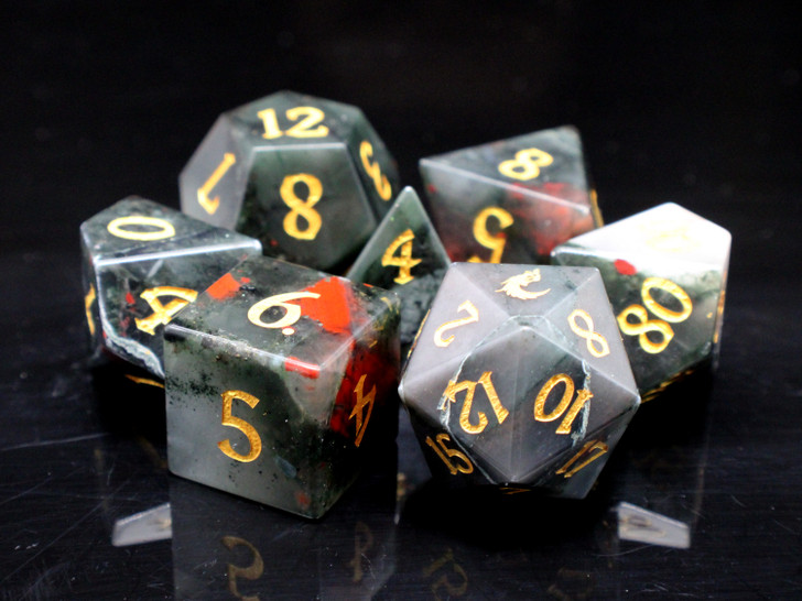 Old School Dice: Gemstone 7-Piece Set - Bloodstone