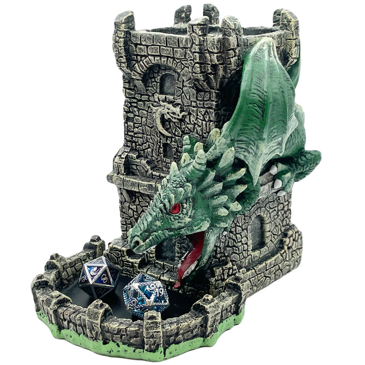 Old School Dice: Dragon's Fury Dice Tower - Green Dragon