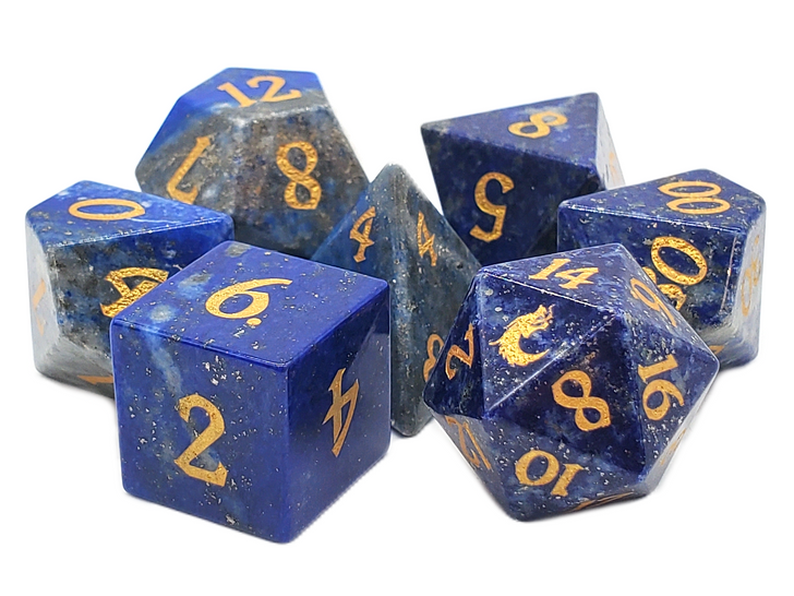 Old School 7 Piece DnD RPG Gemstone Set: Lapis Lazuli