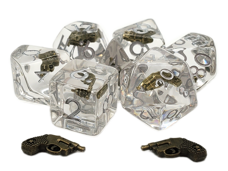 Old School 7 Piece DnD RPG Dice Set: Infused - Pistol